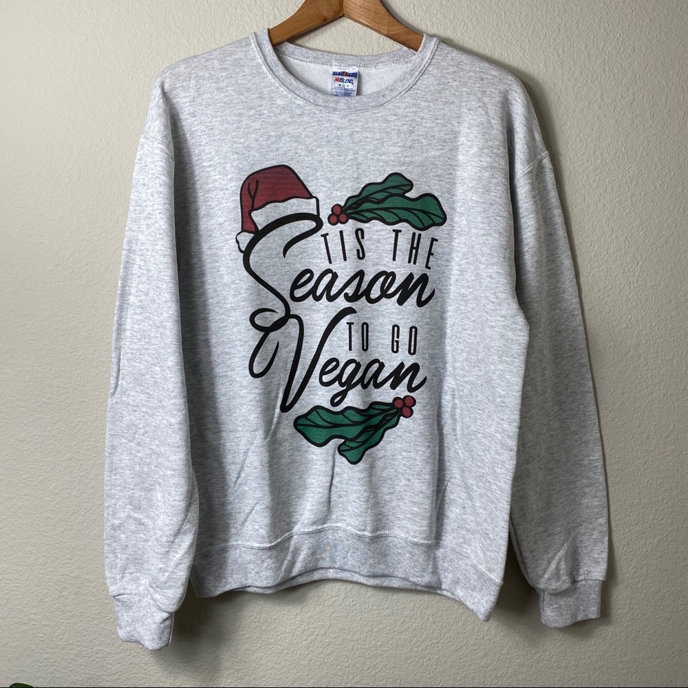 Gray Holiday Vegan Crew Neck Sweater